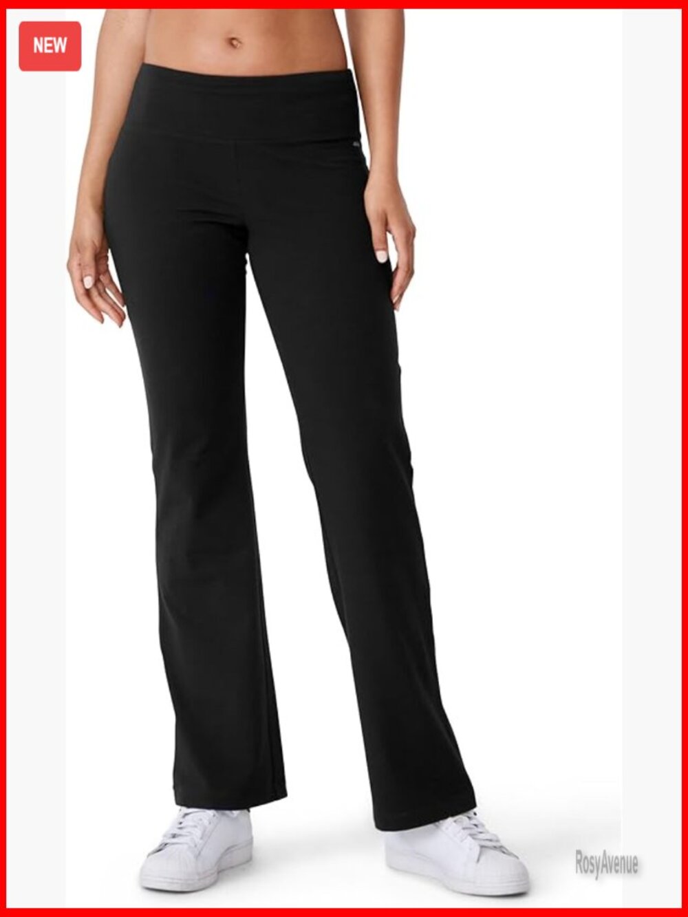 Women's Active Cotton Stretch Slim Bootleg Yoga Pants Mid Rise Boot Cut Pull On
